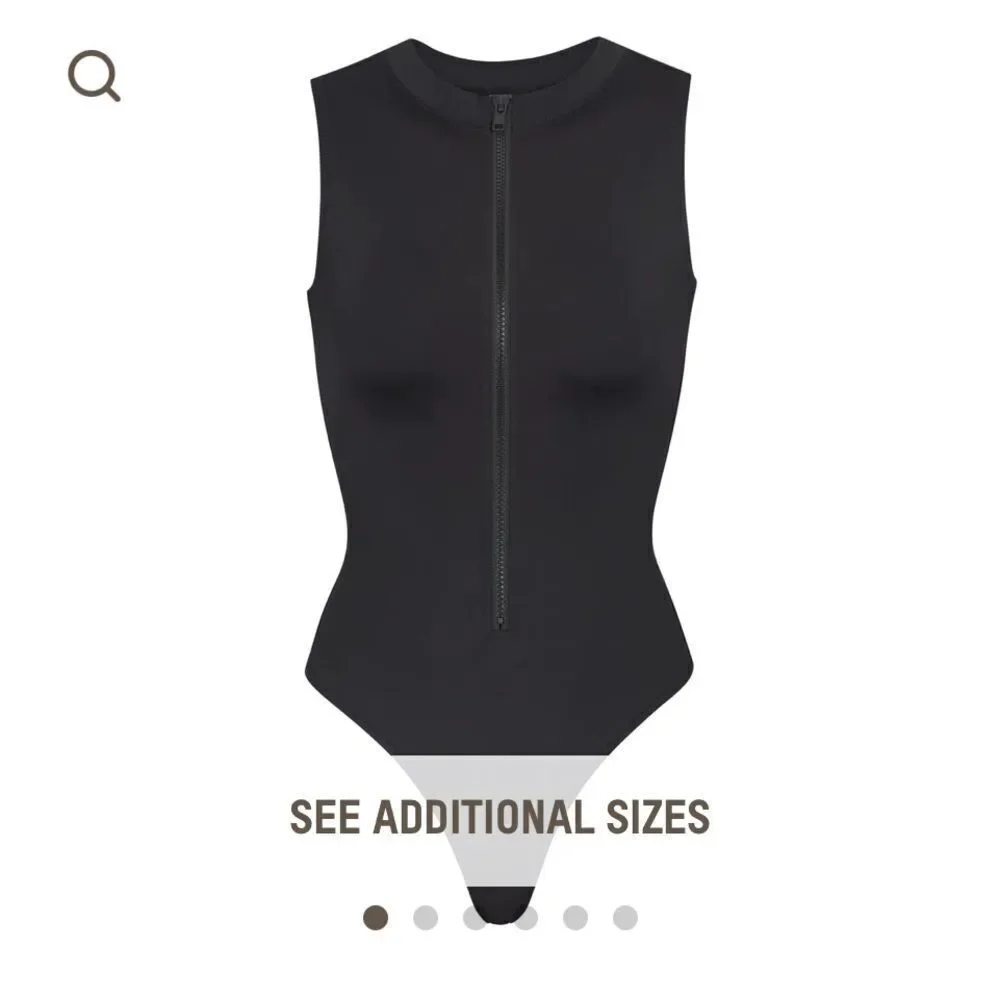 SKIMS SWIM ZIP FRONT SLEEVELESS‎ ONE PIECE ALMOND 4XL NWT